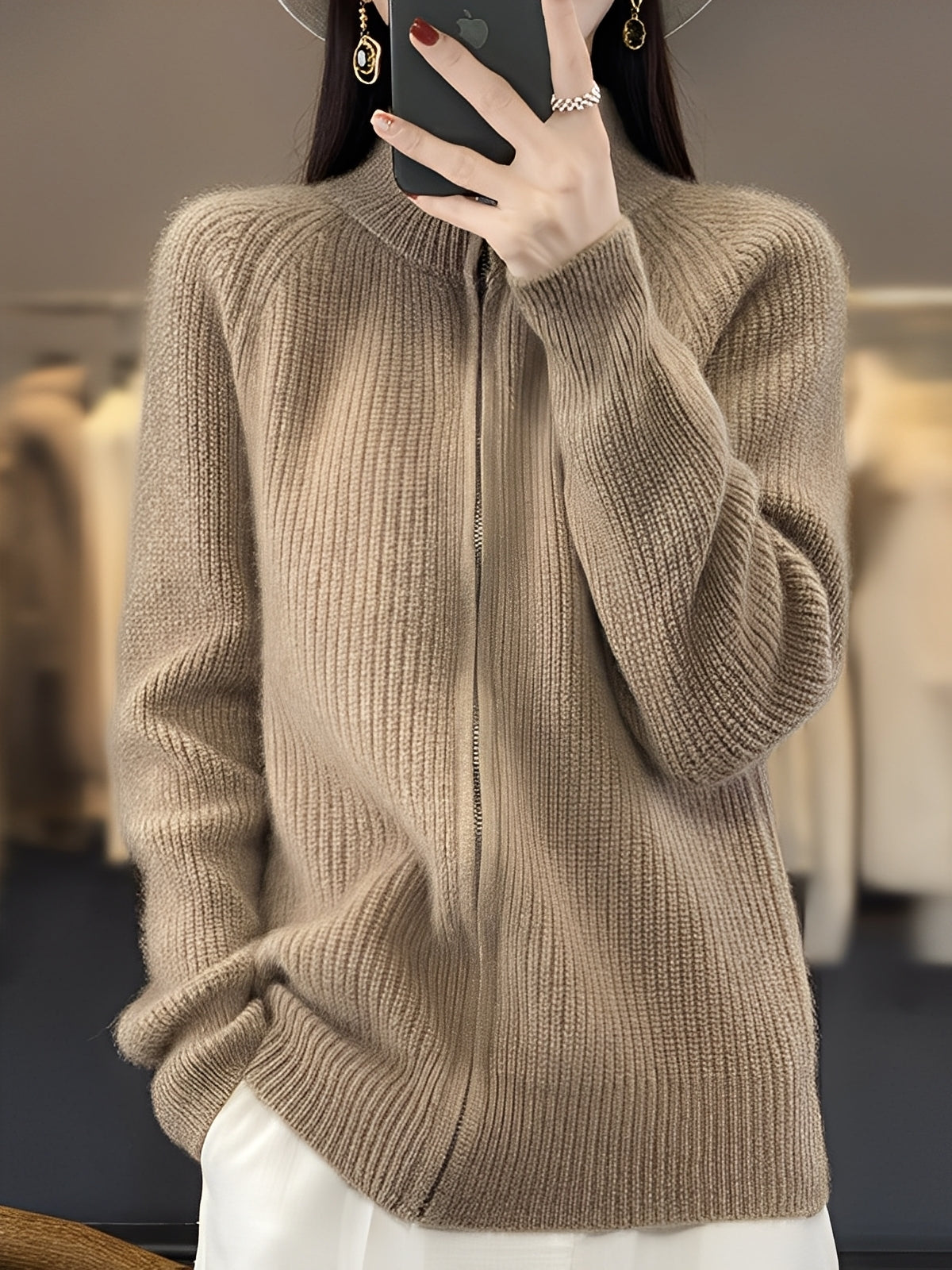 Brylee - Jacheta elegantă de lână cu fermoar pentru femei