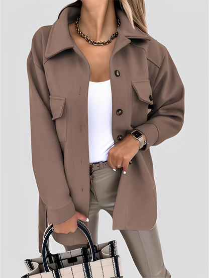 Tiffanie - Jachetă din lână modernă și ușoară cu guler rever pentru femei