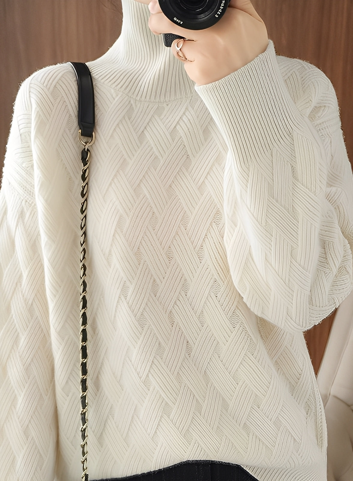 Ryanne - Pulover de damă cu guler înalt din cașmir