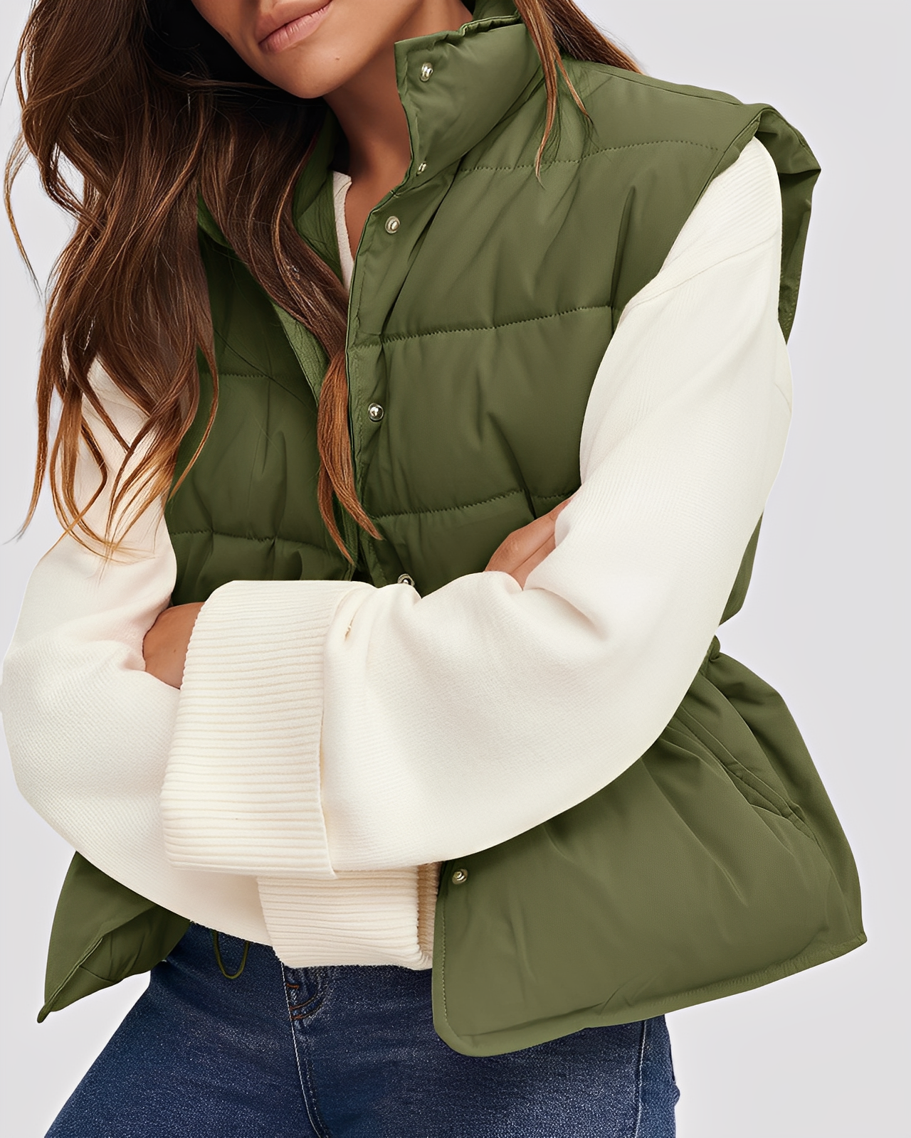 Aimee - Vestă de damă lejeră, căptușită, cu un singur rând