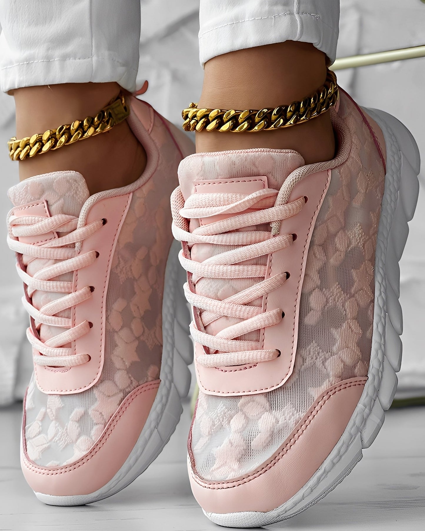 Elisabeth - Pantofi sport confortabili, care lasă piciorul să respire, cu model floral pentru femei