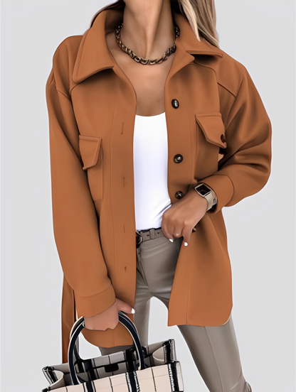 Tiffanie - Jachetă din lână modernă și ușoară cu guler rever pentru femei