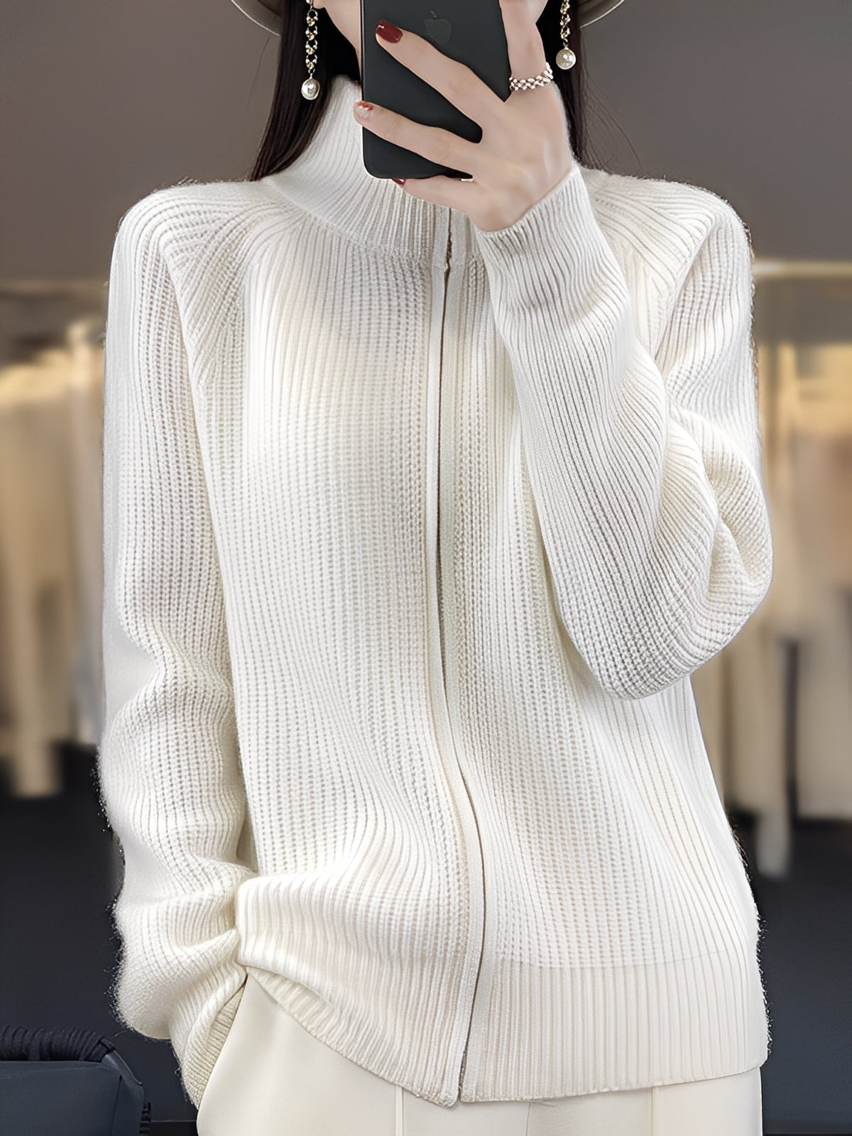 Brylee - Jacheta elegantă de lână cu fermoar pentru femei