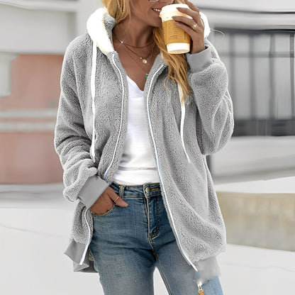 Rheanna - Geacă călduroasă din polar cu glugă pentru femei