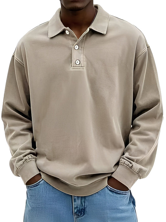 Clayton - Tricou polo tradițional cu mânecă lungă pentru domni