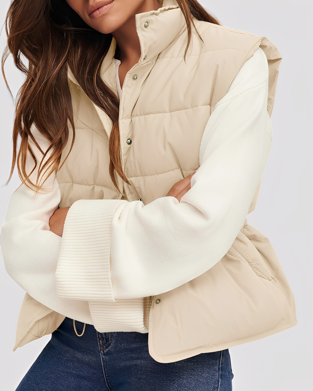 Aimee - Vestă de damă lejeră, căptușită, cu un singur rând