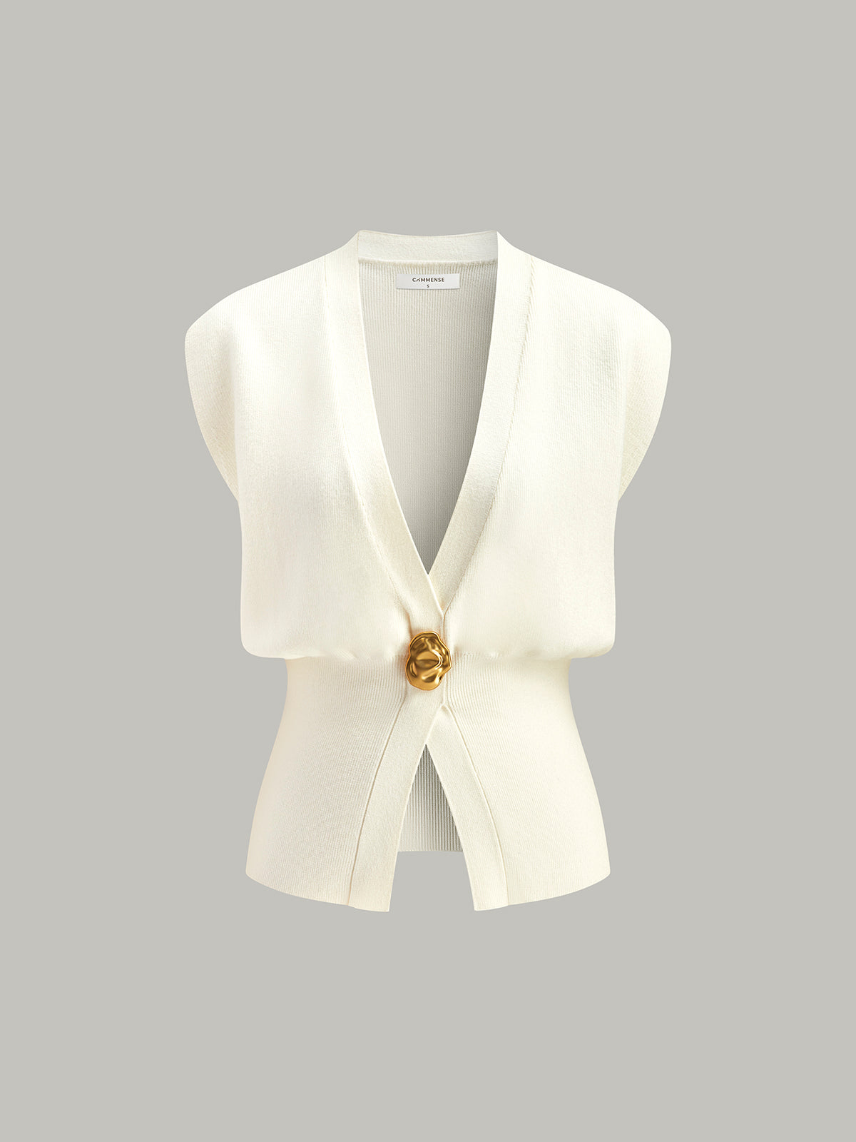 Annalena – Vestă Tricotată cu Butoane și Decolteu în V