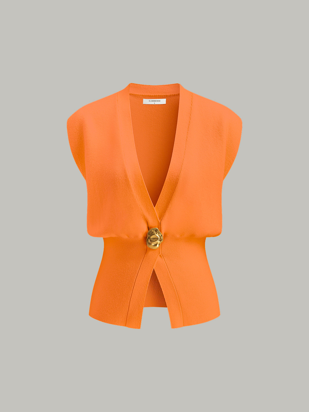 Annalena – Vestă Tricotată cu Butoane și Decolteu în V