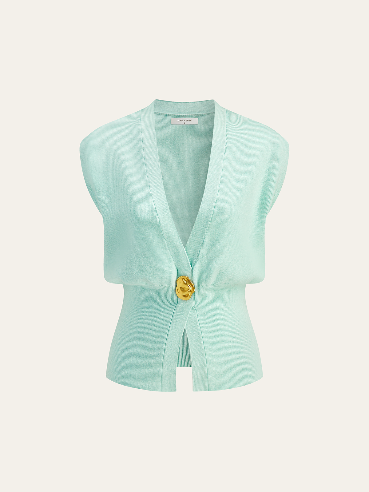 Annalena – Vestă Tricotată cu Butoane și Decolteu în V