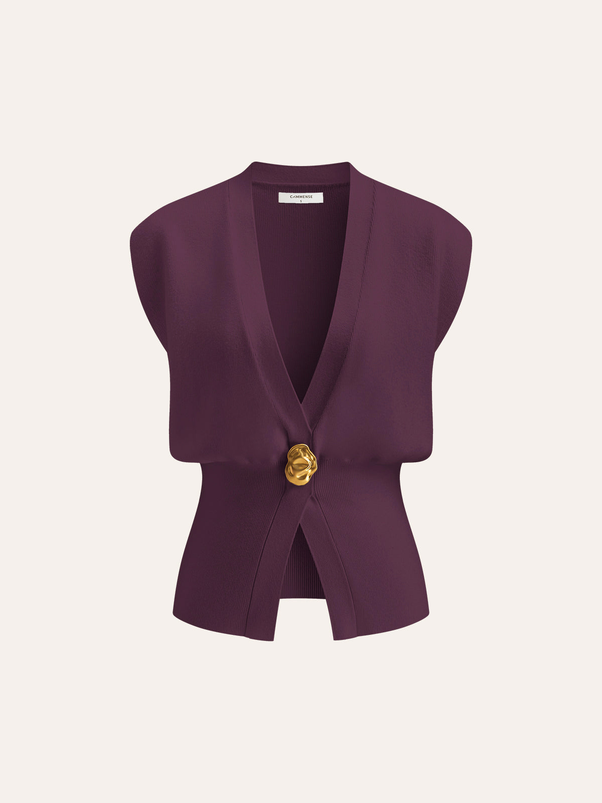 Annalena – Vestă Tricotată cu Butoane și Decolteu în V