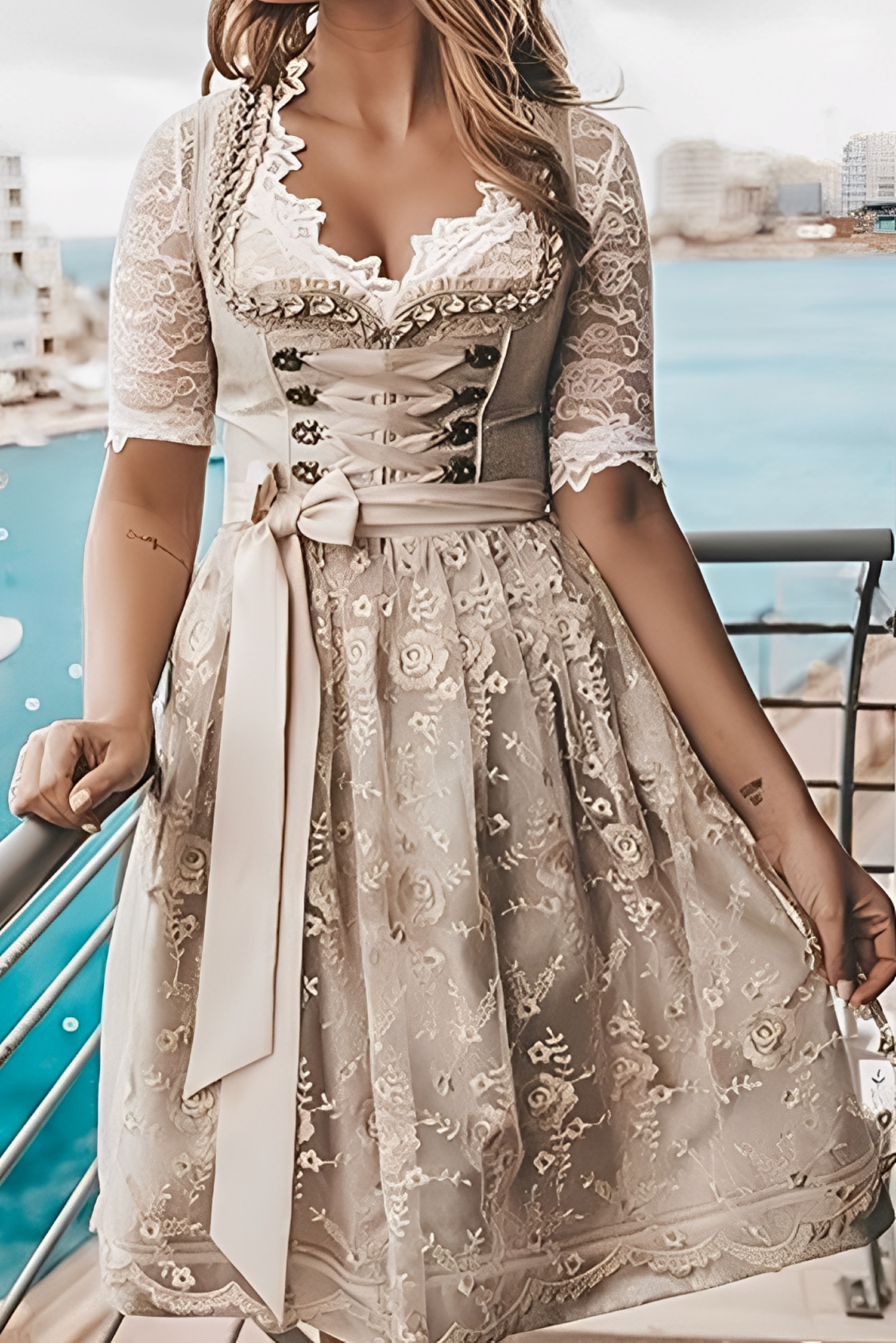 Maliny – Costum feminin unic cu șorț și bluză