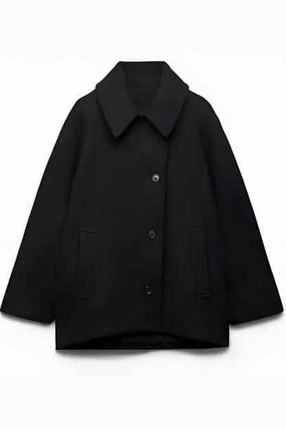 Elena – Palton Oversize din Amestec Lână Dublu Breasted