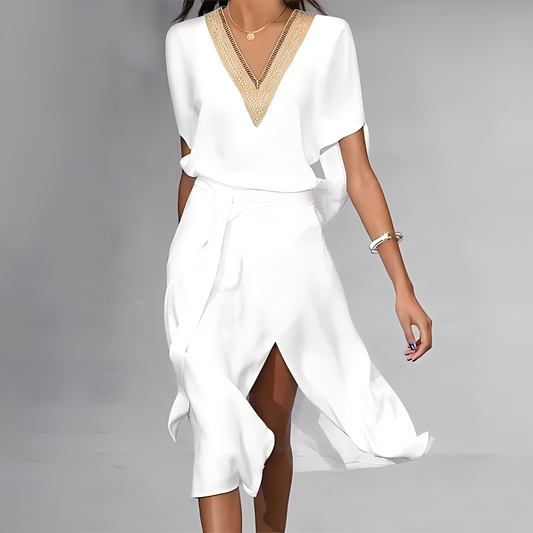 Isabella – Rochie Midi Albă pentru Femei