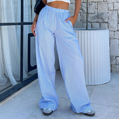 Elis – Pantaloni Femei Picior Larg Talie Înaltă