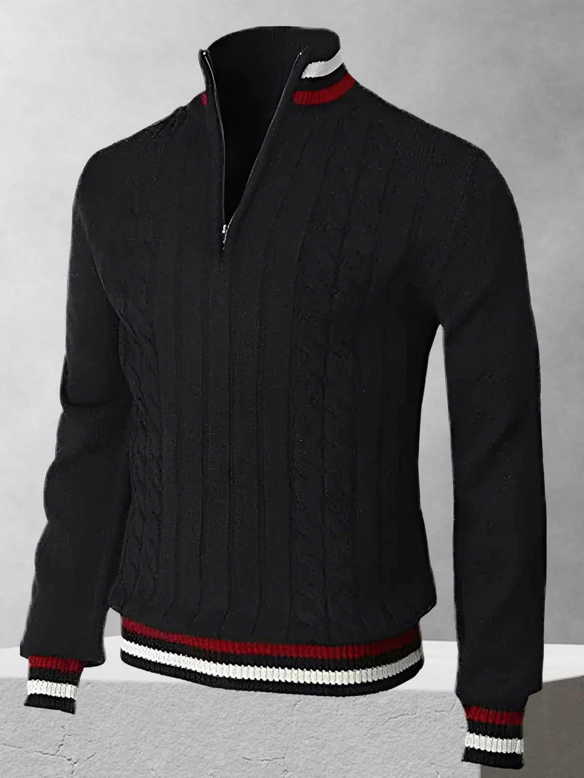 RALPH POLO – Pulover tricotat cu fermoar în stil italian