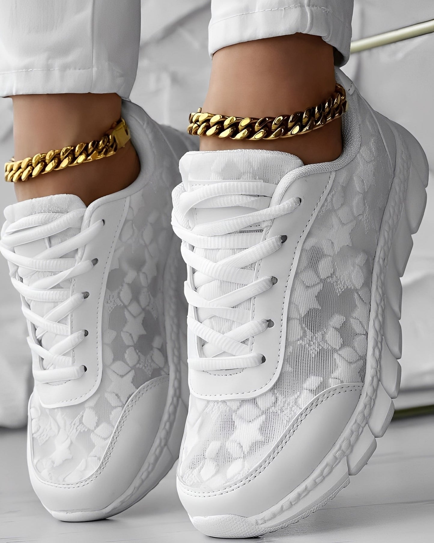 Elisabeth - Pantofi sport confortabili, care lasă piciorul să respire, cu model floral pentru femei