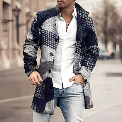 Luke - Mužský stylový dlouhý kabát z tweedu