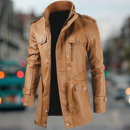 Uilleam – Haină Lungă de Piele Bărbați