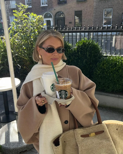 Elena – Palton Oversize din Amestec Lână Dublu Breasted